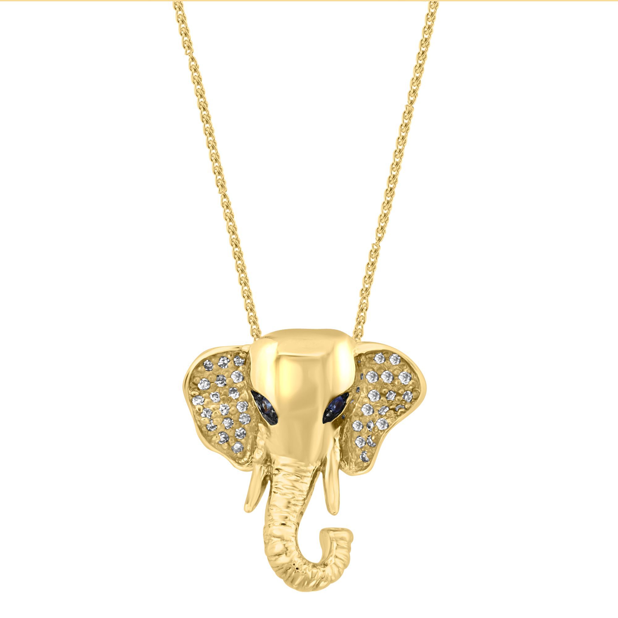 Diamond and Sapphire Elephant Pendant with Chain Maison Birks Salon